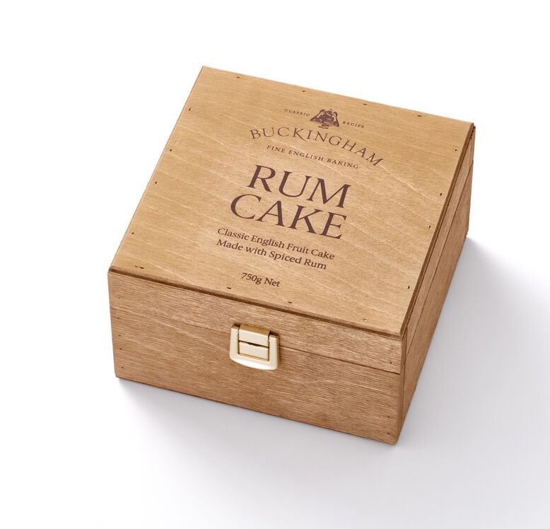 'Buckingham' Spiced-Rum Fruit Cake in Wooden Gift Box 750g, , hi-res